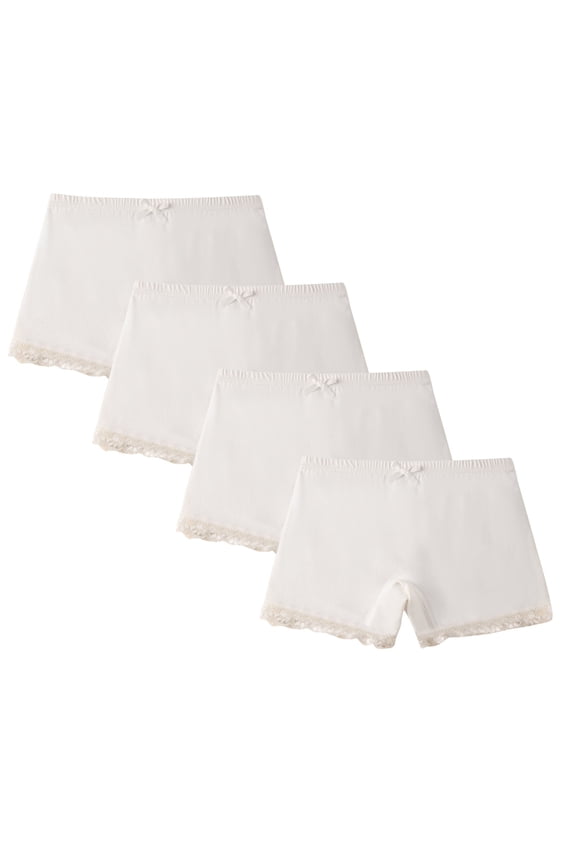 4Pack Girls Underwear Lace Trim Boyshorts Yoga Dance Safety Undershorts Cute Elastic Waist Seamless Panties