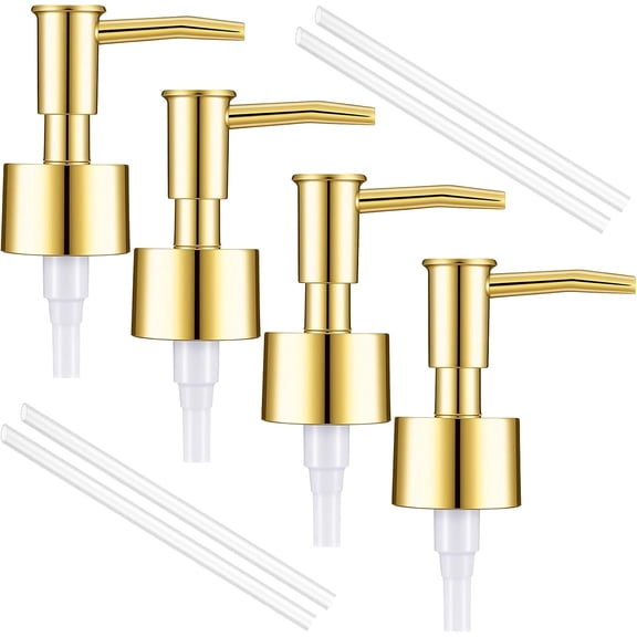 4Pack Gold Soap Dispenser Pump Replacement,Top Dispenser Pumps,Durable, Rustproof, Soap Pump Replacement for Standard 28/400 Thread Size for Hand Dish Soaps Bottle and Lotion