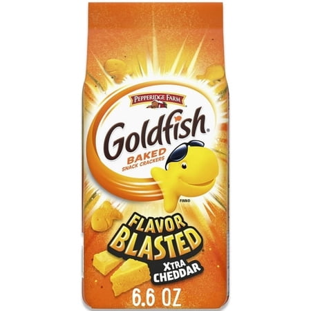 (4Pack) Goldfish Flavor Blasted Xtra Cheddar Cheese Crackers, Baked Snack Crackers, 6.6 oz Bag