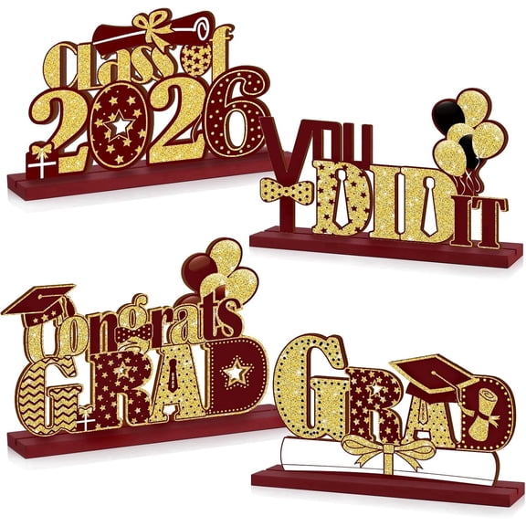 4 Pcs 2026 Graduation Party Decorations Class of 2026 Congrats Grad Centerpieces Congratulate Graduation Table Toppers for High School College Graduation Party Favor