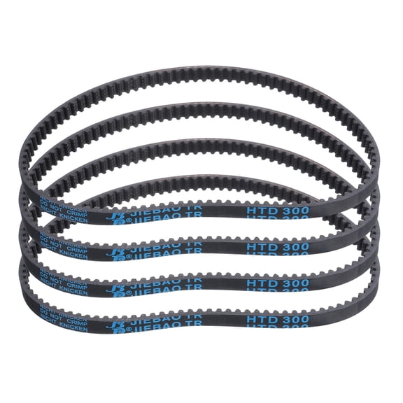 4Pack HTD-3M Rubber Timing Belt 100 Teeth, 300mm Pitch Length x 6mm Width x 2.4mm Height, Closed Loop Pulley Timing Belt