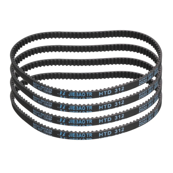 4Pack HTD-3M Rubber Timing Belt 104 Teeth, 312mm Pitch Length x 6mm Width x 2.4mm Height, Closed Loop Pulley Timing Belt