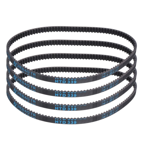 4Pack HTD-3M Rubber Timing Belt 113 Teeth, 339mm Pitch Length x 6mm Width x 2.4mm Height, Closed Loop Pulley Timing Belt