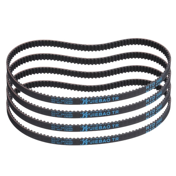 4Pack HTD-3M Rubber Timing Belt 122 Teeth, 366mm Pitch Length x 6mm Width x 2.4mm Height, Closed Loop Pulley Timing Belt