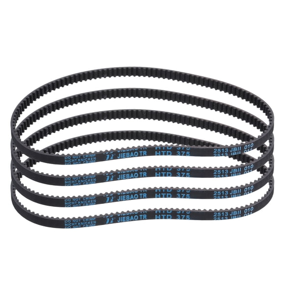 4Pack HTD-3M Rubber Timing Belt 125 Teeth, 375mm Pitch Length x 6mm Width x 2.4mm Height, Closed Loop Pulley Timing Belt
