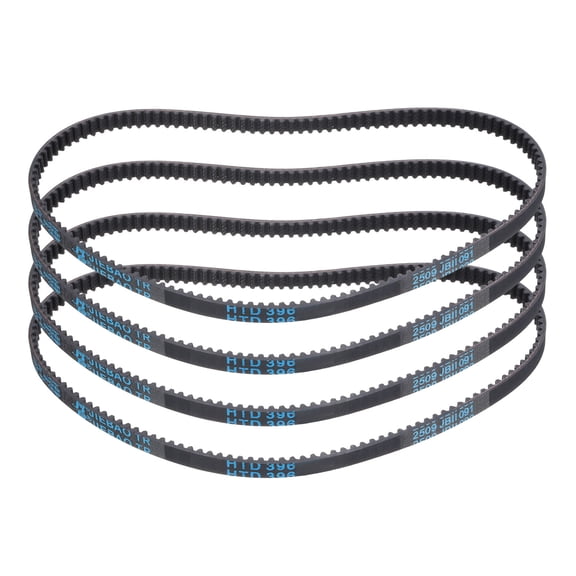 4Pack HTD-3M Rubber Timing Belt 132 Teeth, 396mm Pitch Length x 6mm Width x 2.4mm Height, Closed Loop Pulley Timing Belt