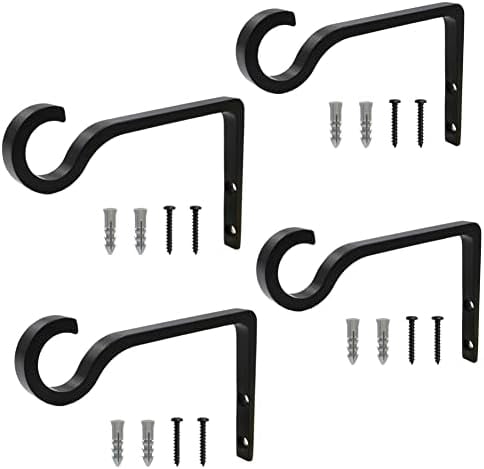4Pack Hanging Plant Bracket 6inch Metal Plant Hook Shepherds Hook Decorative Wall Plant Hanger for Hanging Lanterns, Bird Feeder, Flower Basket, Home Decor Indoor & Outdoor (Black)