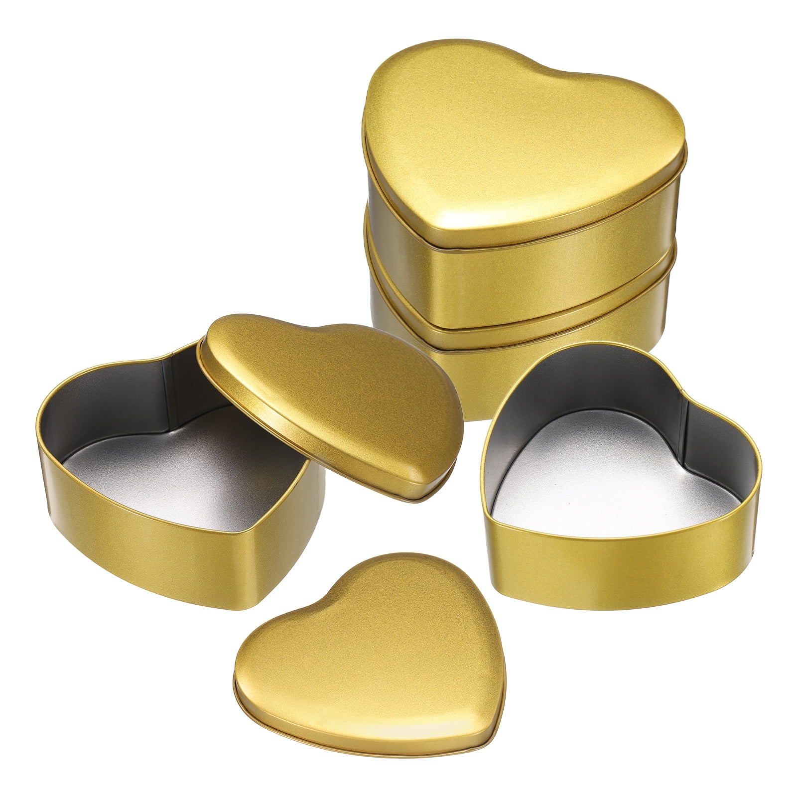 4Pack Heart Shaped Metal Tins Box, Empty Candy Jars Containers with ...