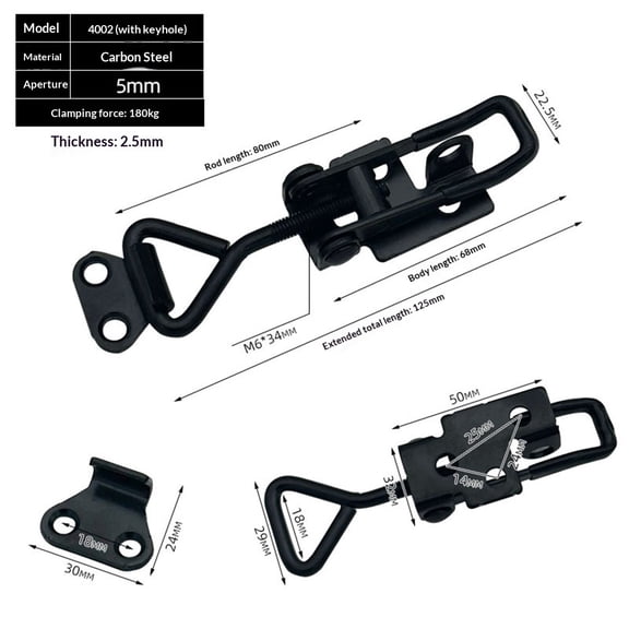 4Pack Heavy Duty Toggle Latch Clamp, Latch-Style Toggle Clamp with Lock Hook, Pull Action Latch with Catch Plate, Metal Quick Release Draw Latch for Trunk Jig Smoker Door Tool Boxes