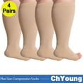 thumbnail image 1 of 4Pack L 8# Open Toe Compression Socks for Men and Women Stockings 20-30mmHg Support Circulation Recovery Shin Splints Varicose Veins ChYoung, 1 of 11