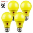 thumbnail image 1 of 4Pack LED Bug Light Bulbs, Yellow A19 Outdoor Bulb Dusk to Dawn Photocell Sensor, 2700K Soft White 60W Equivalent, 1 of 7