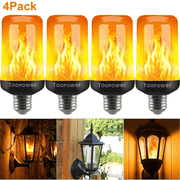 Toopower LED Flame Effect Fire Light Bulbs, Simulated Flickering Flame, E26 Base, Outdoor Decor,Light Bulbs 4 Pack