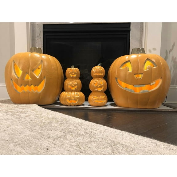 4Pack LED Lighted Jack O Lantern Indoor Outdoor Halloween Large Pumpkin Lantern Decoration