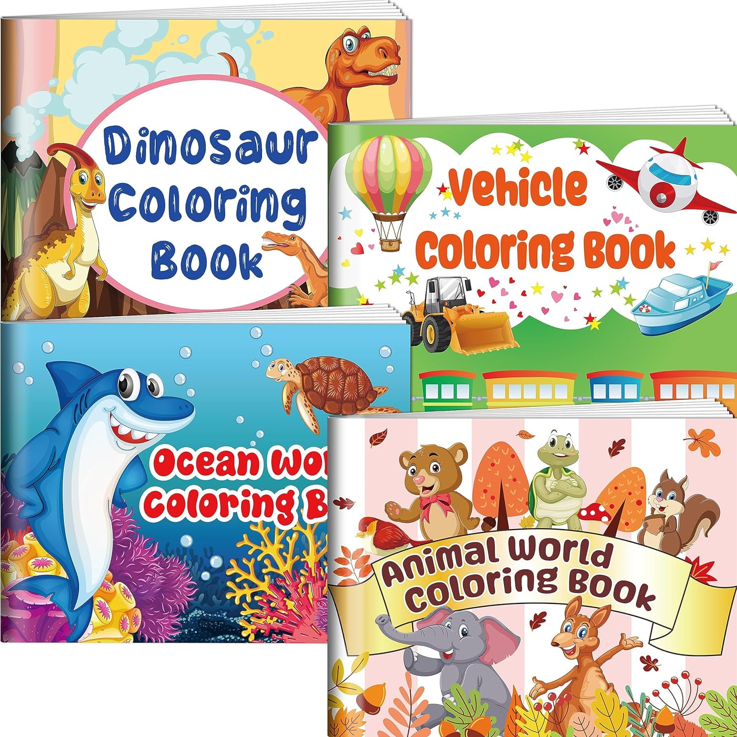 4Pack Large Coloring Books for Kids Ages 2-4,4-8 ,Bulk Coloring Books