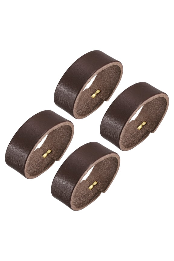 4Pack Leather Belt Loop Keepers, 11.5cm Outer Girth Belt Strap Ring Buckle (Coffee)