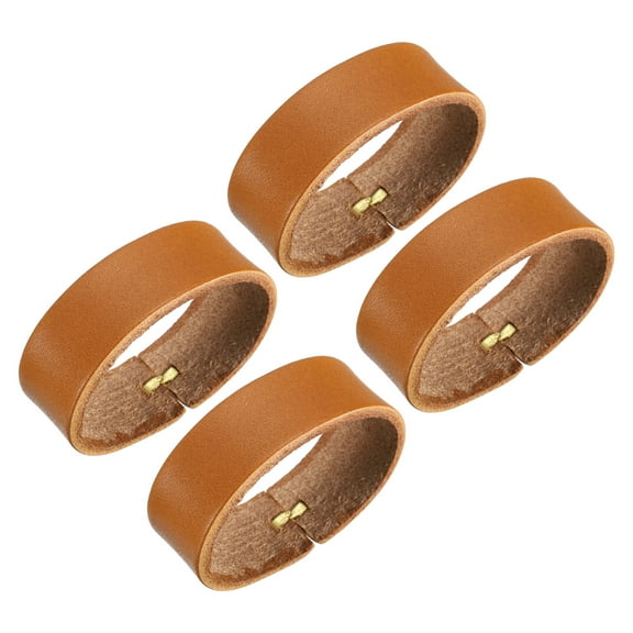 4Pack Leather Belt Loop Keepers, 11.5cm Outer Girth Belt Strap Ring Buckle (Dark Yellow)