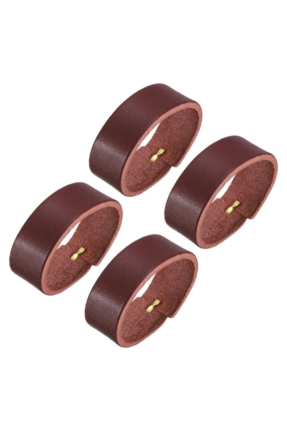 4Pack Leather Belt Loop Keepers, 11.5cm Outer Girth Belt Strap Ring Buckle (Red Brown)