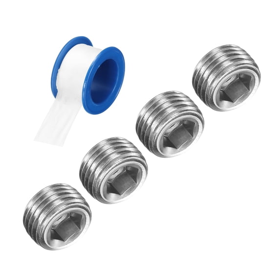 4Pack M10x1x10 304 Stainless Steel Pipe Plug Fitting, Male Thread Internal Hex Socket Pipe Cap, Countersunk Plug for Sealing Pipe Port, Pneumatic Solenoid Valve