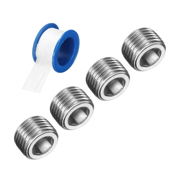 4Pack M16x1.5x11 304 Stainless Steel Pipe Plug Fitting, Male Thread Internal Hex Socket Pipe Cap, Countersunk Plug for Sealing Pipe Port, Pneumatic Solenoid Valve