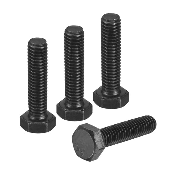 4Pack M6-1 x 25mm Left Hand Hex Head Bolt, Black Oxide Carbon Steel Reverse Fully Threaded Fastener Screws Bolts for Machinery, Automobiles and Construction