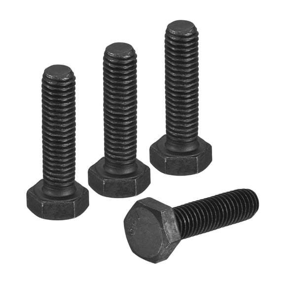 4Pack M8-1.25 x 30mm Left Hand Hex Head Bolt, Black Oxide Carbon Steel Reverse Fully Threaded Fastener Screws Bolts for Machinery, Automobiles and Construction