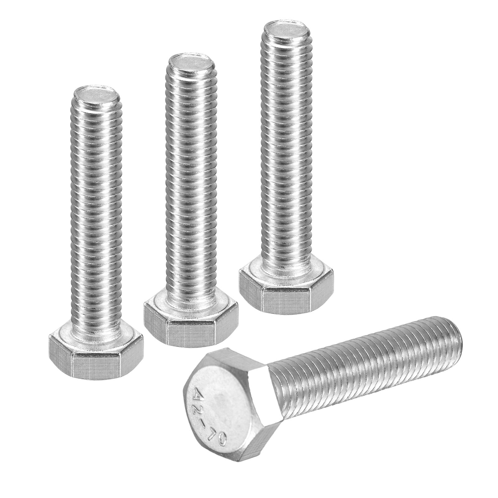 4Pack M8-1.25 x 40mm Left Hand Hex Head Bolt, 304 Stainless Steel