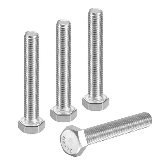 4Pack M8-1.25 x 50mm Left Hand Hex Head Bolt, 304 Stainless Steel Reverse Fully Threaded  Fastener Screws Bolts for Machinery, Automobiles and Construction