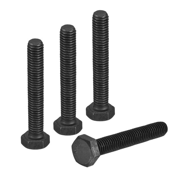 4Pack M8-1.25 x 50mm Left Hand Hex Head Bolt, Black Oxide Carbon Steel Reverse Fully Threaded  Fastener Screws Bolts for Machinery, Automobiles and Construction