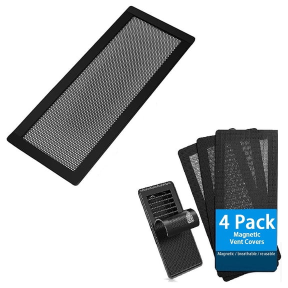 4Pack Magnetic Vent Screen Mesh Covers, 5.5 x 12 inch Air Vent Screen Covers for Home Floor Wall Ceiling Catch Debris Hair Insect