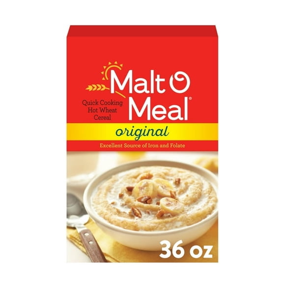 (4Pack)-Malt-O-Meal Original Hot Wheat Cereal, Quick Cooking, Hearty & Smooth Breakfast, 36 oz Box