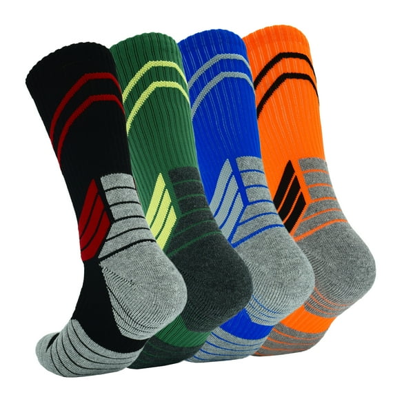 4Pack Mens Boys Sock Basketball Hiking Athletic Outdoor Sports Thick Mid-Calf Crew Socks Multipack