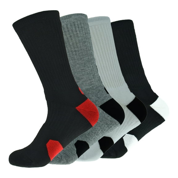4Pack Mens Boys Sock Basketball Hiking Athletic Outdoor Sports Thick Mid-Calf Crew Socks Multipack