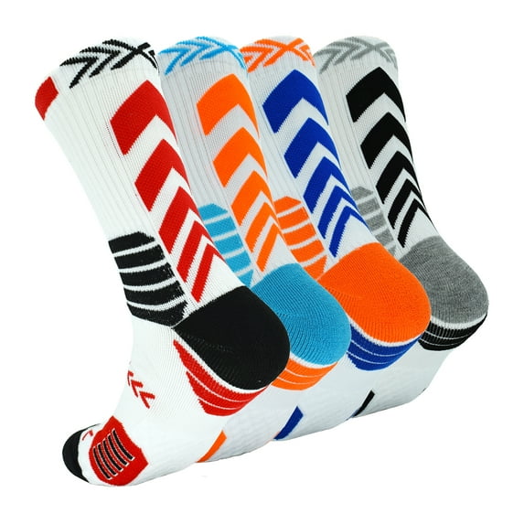 4Pack Mens Boys Sock Basketball Hiking Athletic Outdoor Sports Thick Mid-Calf Crew Socks