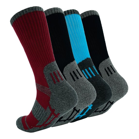 4Pack Mens Boys Sock Basketball Hiking Athletic Outdoor Sports Thick Mid-Calf Crew Socks