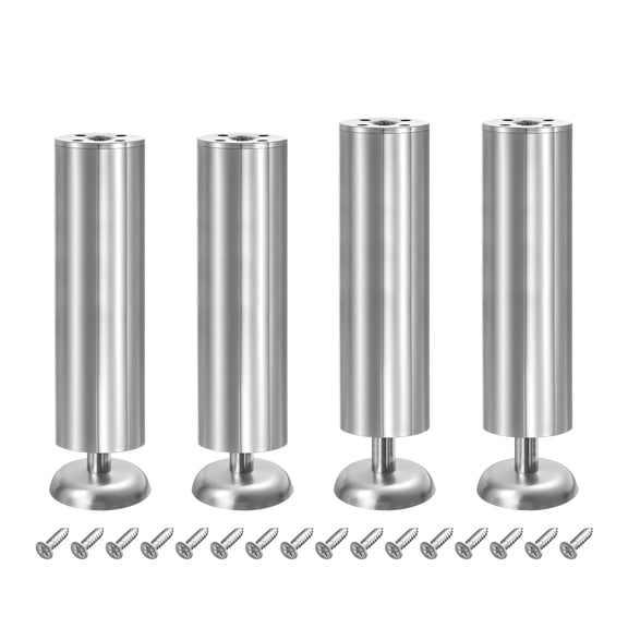4Pack Metal Adjustable Furniture Legs for Bed Cabinet 200-210mm(7.9"-8.3"), Silver