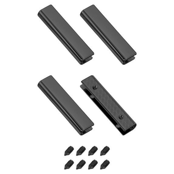 4Pack Metal Belt Buckle End Tip, 1.54" Wide Rectangle Zipper Tip, Metallic Black