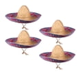 thumbnail image 1 of 4Pack Mexican Sombrero Straw Hat, 18" Wide Authentic for Cinco de Mayo, Adult Mexican Serape Costume, 1 of 9