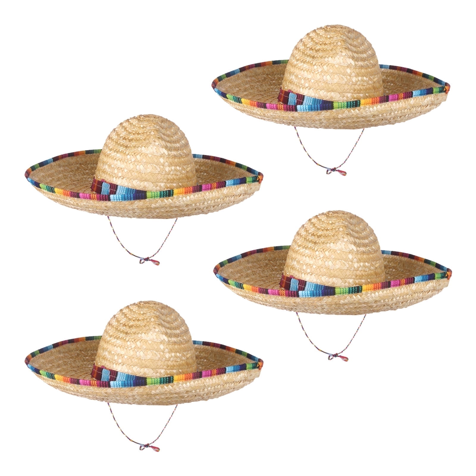 4Pack Mexican Straw Sombrero Hat, 18
