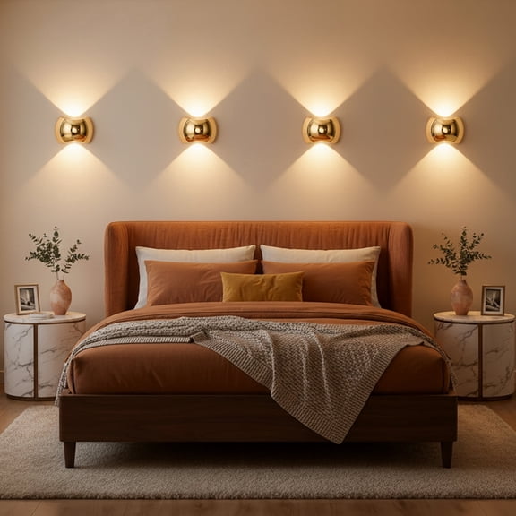 4Pack Modern LED Wall Light with Motion Sensor - 3 Color Modes - USB Rechargeable, Battery Operated Sconce for Living Room & Bedroom Lighting
