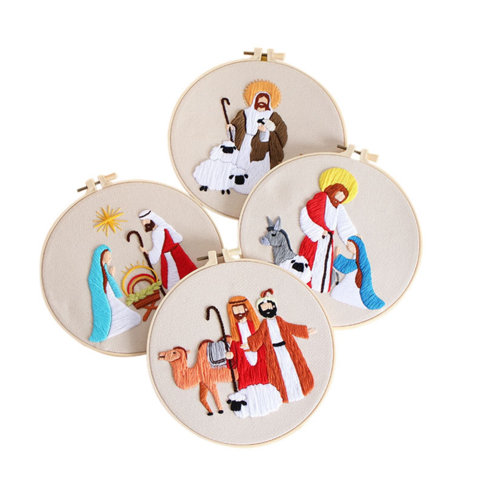 4Pack Nativity Embroidery Kit Christian Embroidery Kit Christmas Cross Stitch Kit Christmas Embroidery Starter Kit Nativity Beginner Set Needlepoint Kit Set Nativity Embroidery Kit
