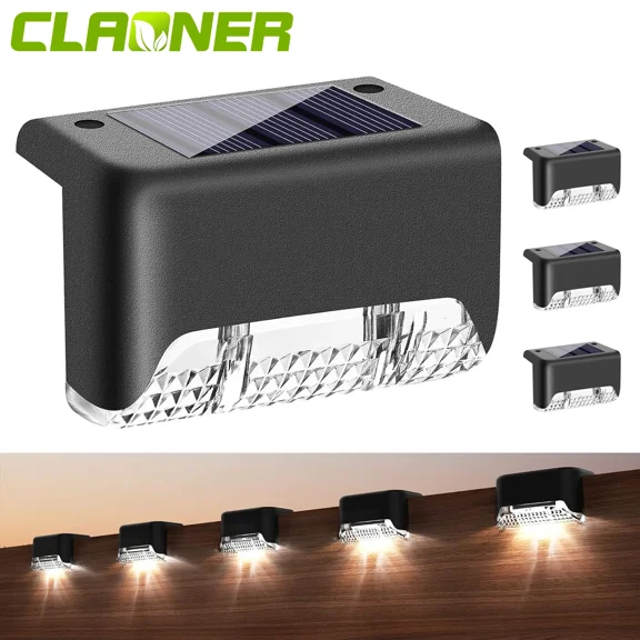 Claoner Deck Lights Deck Step Light Solar Waterproof LED Cold White 4 Pack