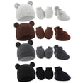 thumbnail image 1 of 4Pack Newborn Baby Boy Girl Bear Ear Hat and Mitten Footcuff Sets Infant Cotton Beanie Gloves Newborn Hospital Hat 0-6M, 1 of 5