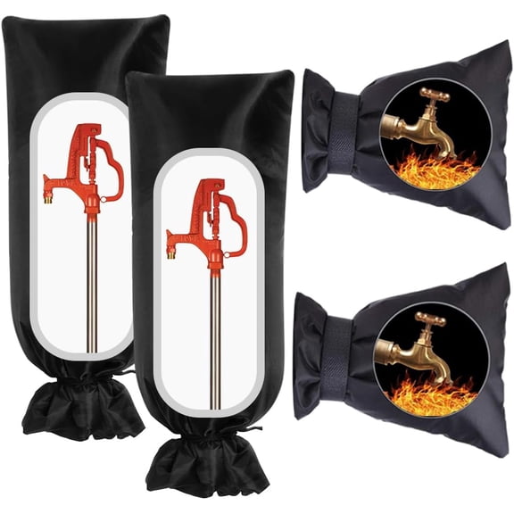 4Pack Outdoor Faucet Cover for Winter, Outdoor Water Faucet Cover Socks for Winter Freeze Protection Pipe Insulation Reusable Waterproof Insulated Spigot backflow Protection