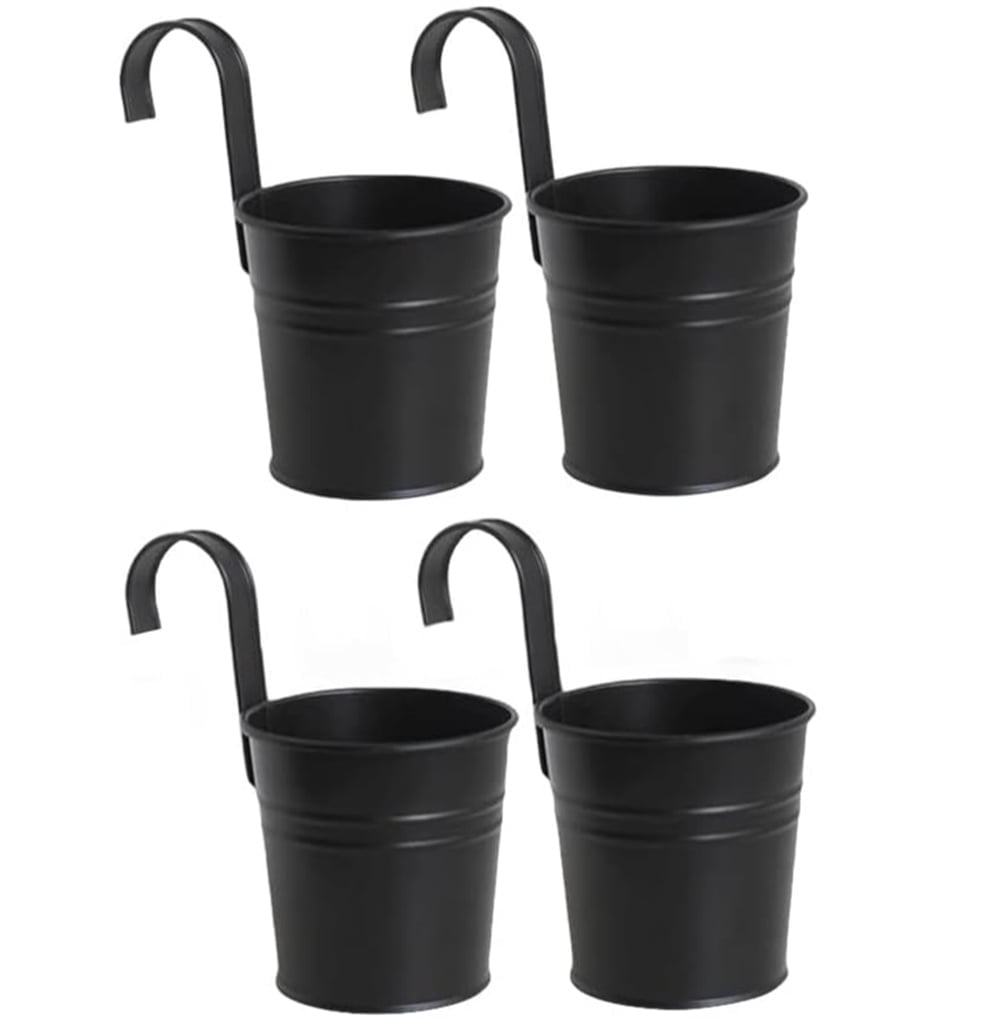 4Pack Hanging Pots for Plants,Black Metal Plants Planter Box,Metal Iron ...