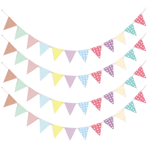 4Pack Party Decorations, Hanging Paper Triangle Flag Pennant Banner for Graduation Carnival Wedding Birthday Baby Bridal Shower Party Decorations