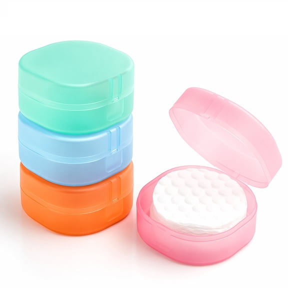 4Pack Cosmetic Pad Holder for Travel Cosmetic Cotton Pad Holder for Makeup Remover Cottons Balls, Assorted Color