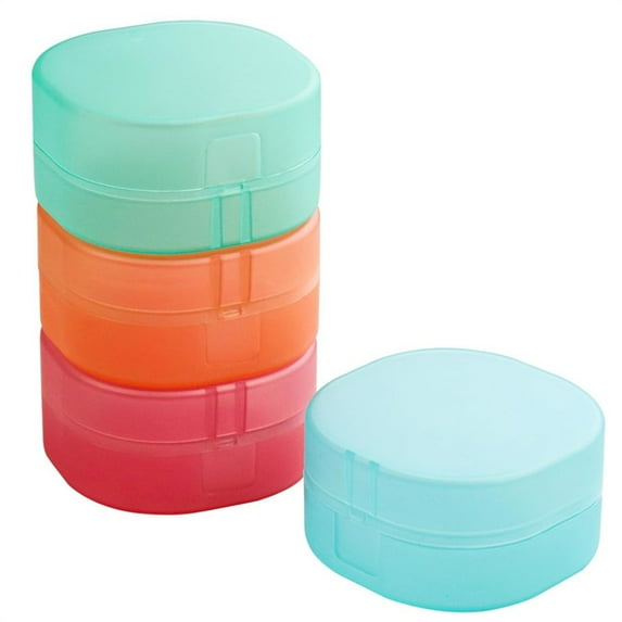 4Pack Plastic Soap Cases with Lids,Sealed Makeup Remover Cotton Containers,Portable Cotton Round Holder,Cosmetic Cotton Pad Holder,for Home Travel Cotton Balls Beads (Blue, Pink, Orange, Green)