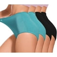 thumbnail image 1 of GAI YI 4Pack Plus size Women's High-Waist Light Tummy Control Girdle Panties Full Coverage Underwear Ladies Panties for Women 2Black+2Turquoise 3XL, 1 of 7