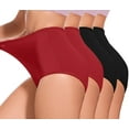 thumbnail image 1 of GAI YI 4Pack Plus size Women's High-Waist Light Tummy Control Girdle Panties Full Coverage Underwear Ladies Panties for Women 2Black+2Burgundy 2XL, 1 of 7