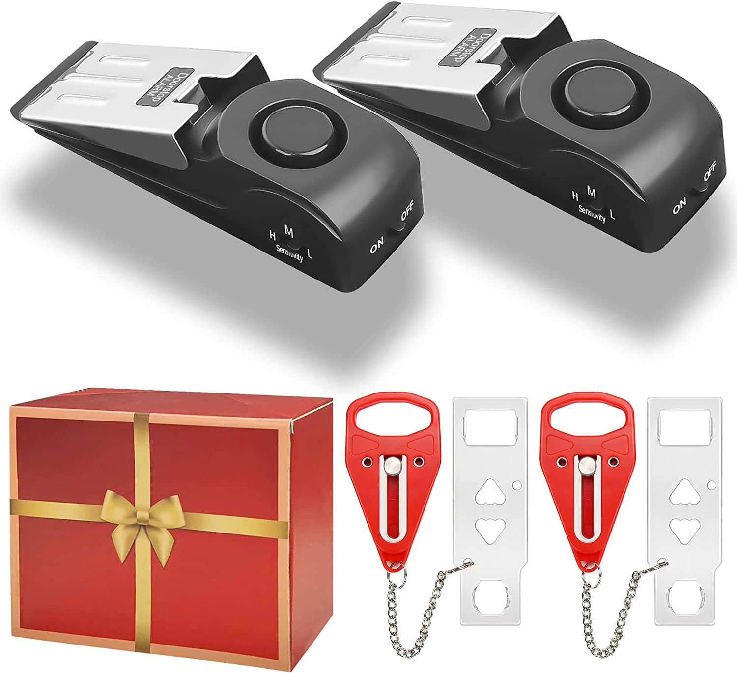 Portable Door Lock For Travel & Home - Extra Security Lock For Hotels, Apartments, Dorms (Red)